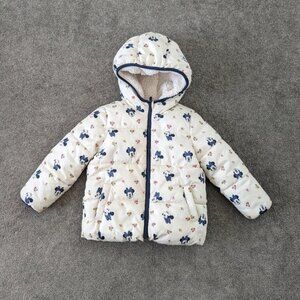 Gap BabyGap Disney Minnie Mouse Reversible Cozy Puffer Jacket Cream Blue 5 Years